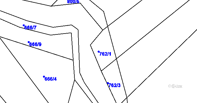 Parcela st. 762/1 v KÚ Podhradní Lhota, Katastrální mapa