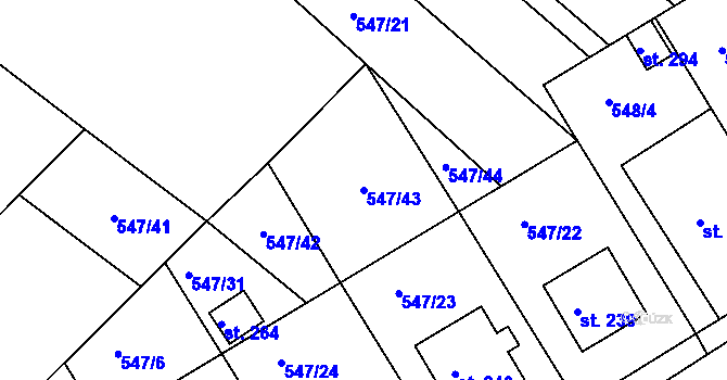 Parcela st. 547/43 v KÚ Podhradní Lhota, Katastrální mapa