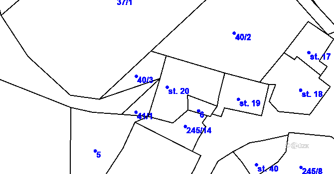 Parcela st. 20 v KÚ Podhůří u Nepomuka, Katastrální mapa
