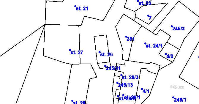 Parcela st. 26 v KÚ Podhůří u Nepomuka, Katastrální mapa