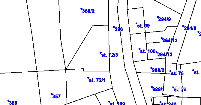 Parcela st. 72/3 v KÚ Podivice na Moravě, Katastrální mapa