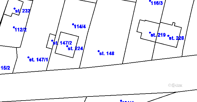 Parcela st. 148 v KÚ Podivice na Moravě, Katastrální mapa