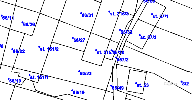 Parcela st. 215/1 v KÚ Podivice na Moravě, Katastrální mapa