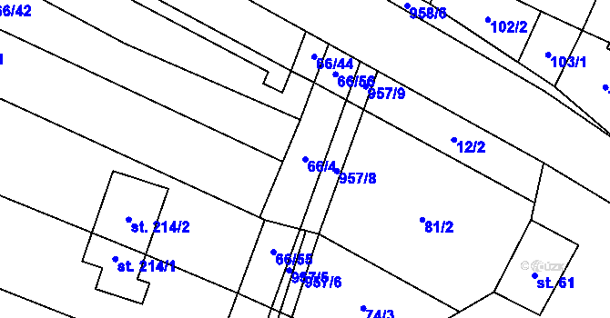 Parcela st. 66/4 v KÚ Podivice na Moravě, Katastrální mapa