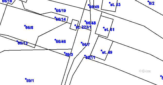 Parcela st. 66/7 v KÚ Podivice na Moravě, Katastrální mapa