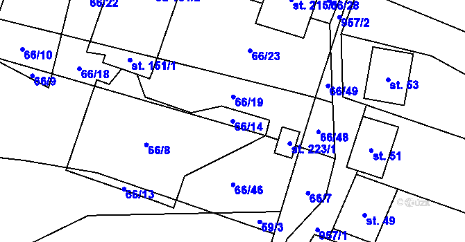 Parcela st. 66/14 v KÚ Podivice na Moravě, Katastrální mapa
