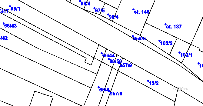Parcela st. 66/44 v KÚ Podivice na Moravě, Katastrální mapa
