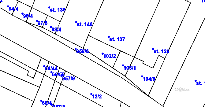 Parcela st. 102/2 v KÚ Podivice na Moravě, Katastrální mapa