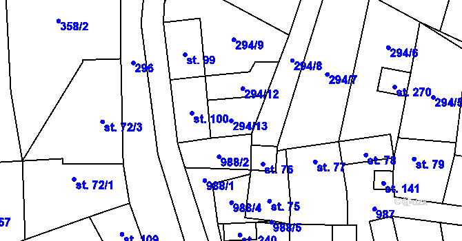 Parcela st. 294/13 v KÚ Podivice na Moravě, Katastrální mapa