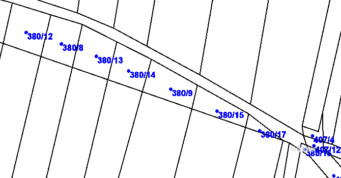 Parcela st. 380/9 v KÚ Podivice na Moravě, Katastrální mapa