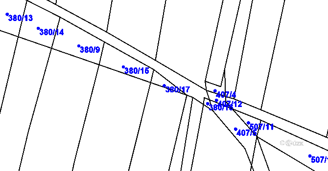 Parcela st. 380/17 v KÚ Podivice na Moravě, Katastrální mapa