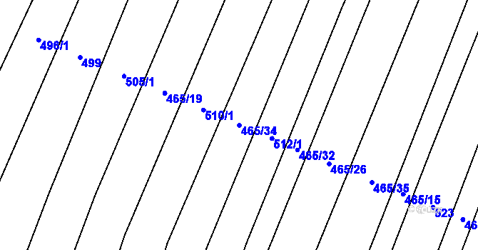 Parcela st. 465/34 v KÚ Podivice na Moravě, Katastrální mapa
