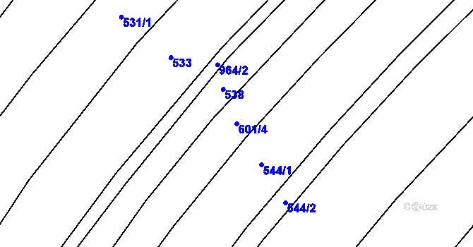 Parcela st. 601/4 v KÚ Podivice na Moravě, Katastrální mapa
