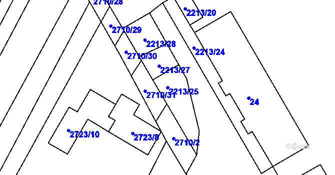 Parcela st. 2213/25 v KÚ Podivín, Katastrální mapa