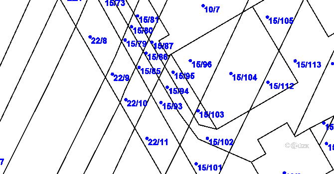 Parcela st. 15/94 v KÚ Podivín, Katastrální mapa
