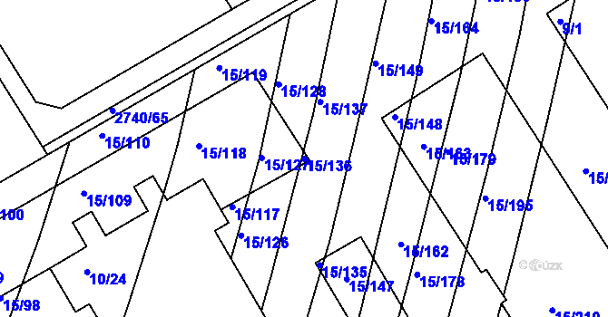 Parcela st. 15/136 v KÚ Podivín, Katastrální mapa