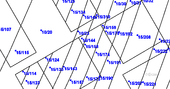 Parcela st. 15/158 v KÚ Podivín, Katastrální mapa