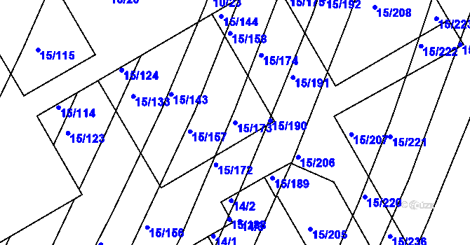 Parcela st. 15/173 v KÚ Podivín, Katastrální mapa