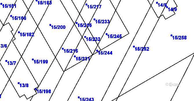 Parcela st. 15/244 v KÚ Podivín, Katastrální mapa