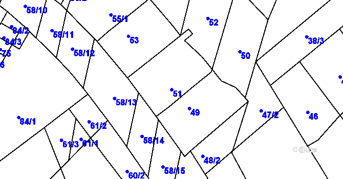 Parcela st. 51 v KÚ Podivín, Katastrální mapa
