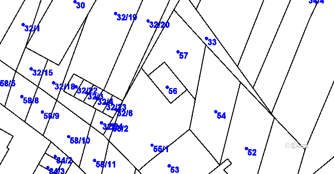 Parcela st. 56 v KÚ Podivín, Katastrální mapa