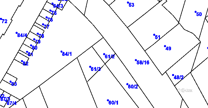 Parcela st. 61/2 v KÚ Podivín, Katastrální mapa
