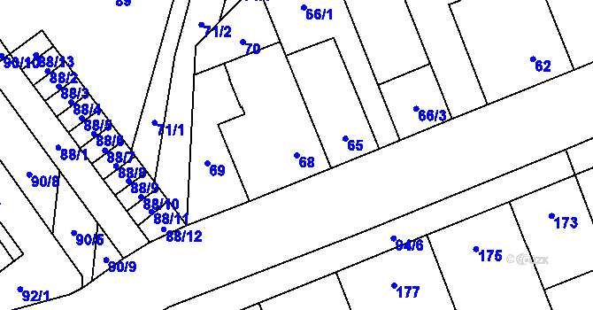 Parcela st. 68 v KÚ Podivín, Katastrální mapa