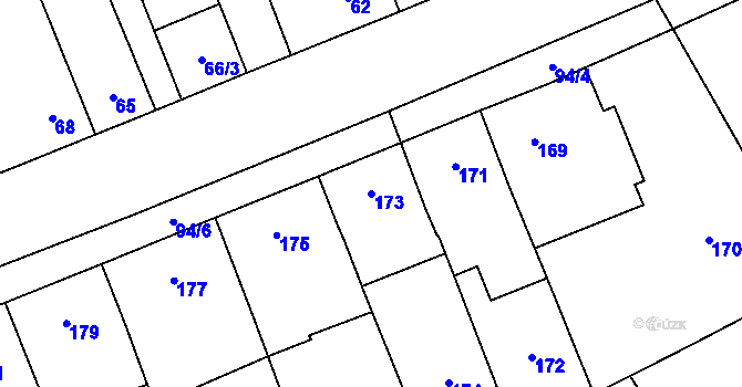 Parcela st. 173 v KÚ Podivín, Katastrální mapa