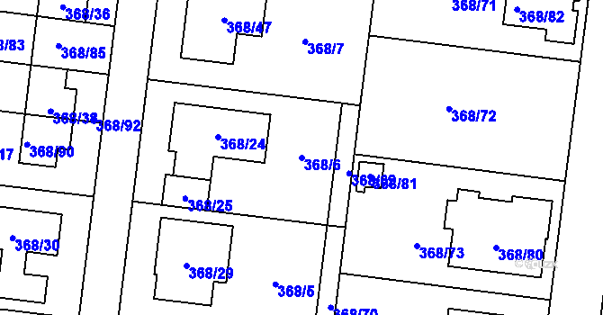 Parcela st. 368/6 v KÚ Podivín, Katastrální mapa