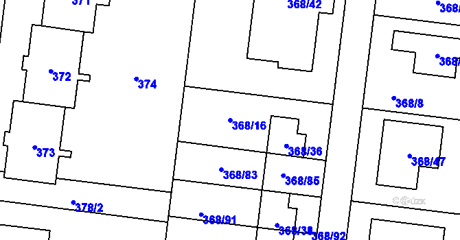 Parcela st. 368/16 v KÚ Podivín, Katastrální mapa