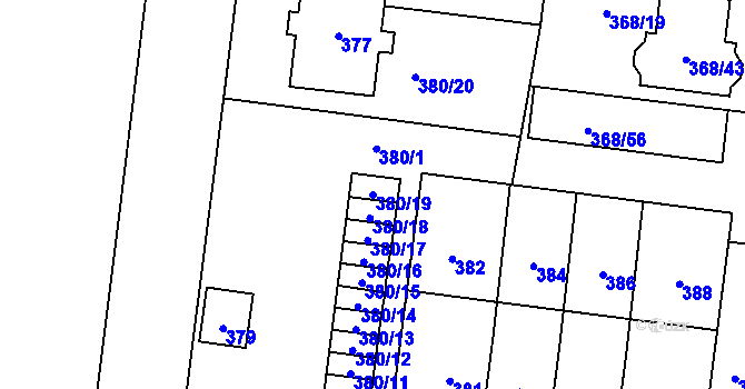 Parcela st. 380/19 v KÚ Podivín, Katastrální mapa