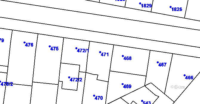 Parcela st. 471 v KÚ Podivín, Katastrální mapa