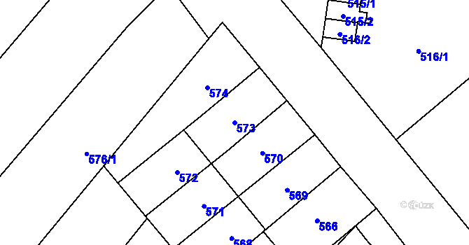 Parcela st. 573 v KÚ Podivín, Katastrální mapa