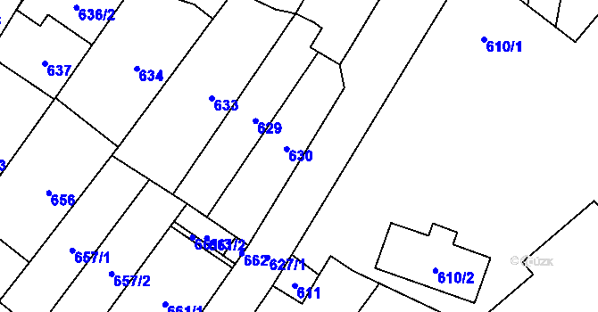 Parcela st. 631 v KÚ Podivín, Katastrální mapa