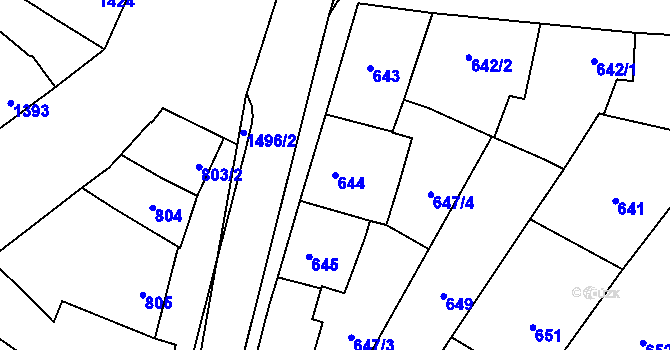 Parcela st. 644 v KÚ Podivín, Katastrální mapa