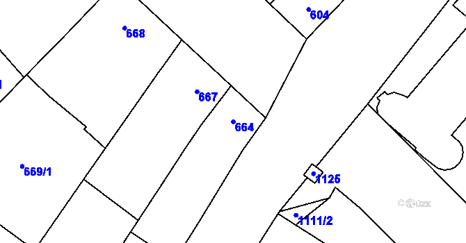 Parcela st. 664 v KÚ Podivín, Katastrální mapa