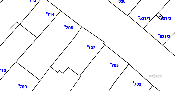 Parcela st. 707 v KÚ Podivín, Katastrální mapa