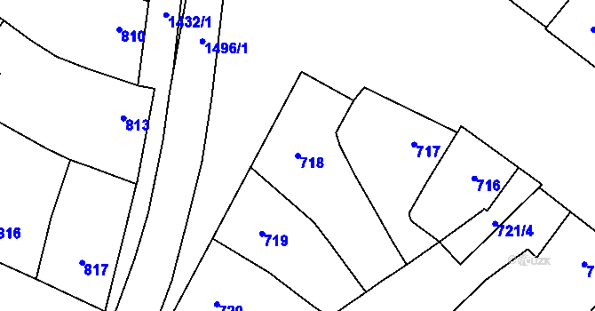 Parcela st. 718 v KÚ Podivín, Katastrální mapa