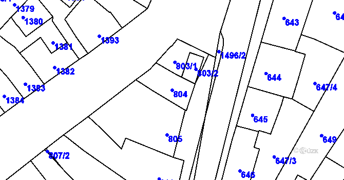 Parcela st. 804 v KÚ Podivín, Katastrální mapa