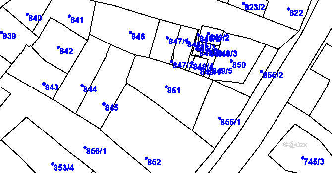 Parcela st. 851 v KÚ Podivín, Katastrální mapa
