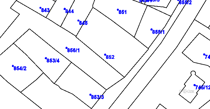 Parcela st. 852 v KÚ Podivín, Katastrální mapa