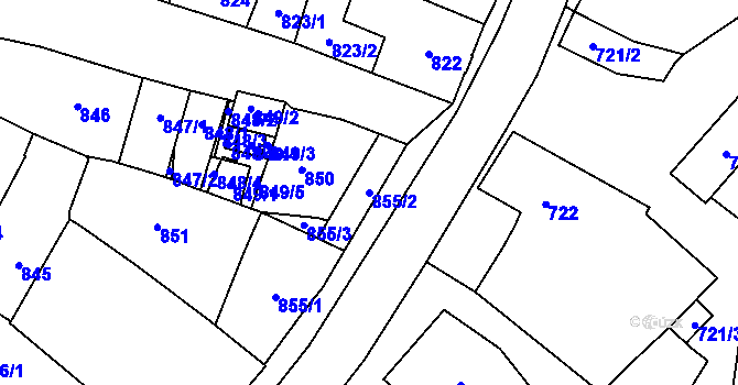 Parcela st. 855/2 v KÚ Podivín, Katastrální mapa