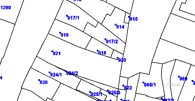 Parcela st. 918 v KÚ Podivín, Katastrální mapa