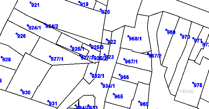 Parcela st. 923 v KÚ Podivín, Katastrální mapa