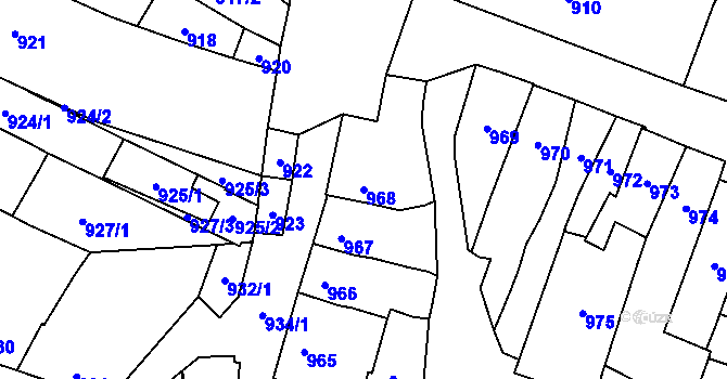 Parcela st. 968 v KÚ Podivín, Katastrální mapa