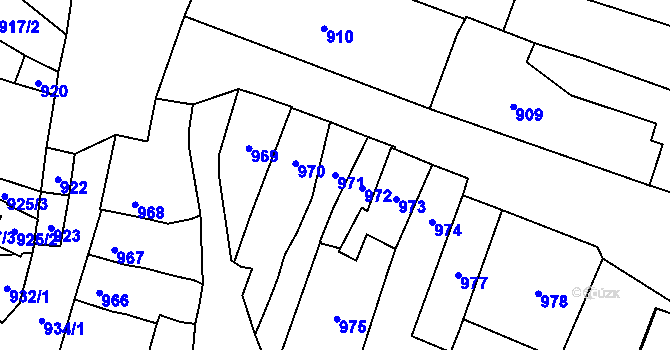 Parcela st. 971 v KÚ Podivín, Katastrální mapa