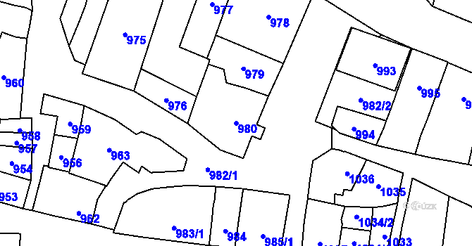 Parcela st. 980 v KÚ Podivín, Katastrální mapa