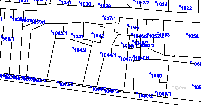 Parcela st. 1044/1 v KÚ Podivín, Katastrální mapa