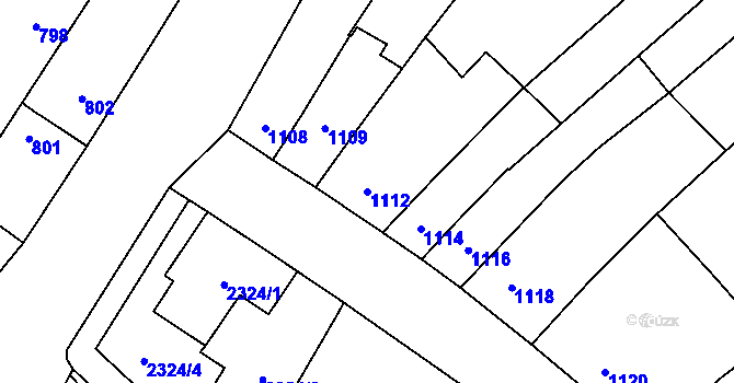 Parcela st. 1112 v KÚ Podivín, Katastrální mapa