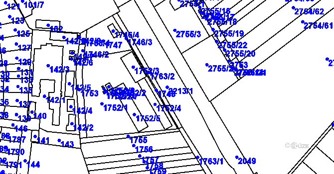 Parcela st. 2213/1 v KÚ Podivín, Katastrální mapa